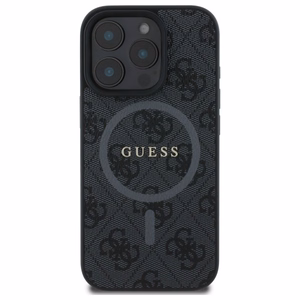 GUESS PU 4G Ring Classic Logo MagSafe Suojakuori GUHMP16XG4GFRK iPhone 16 Pro Max:lle - Musta