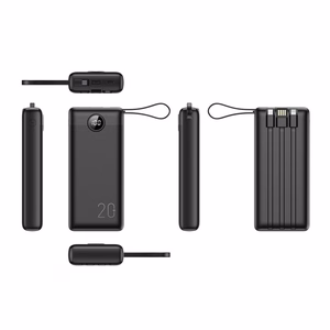 Ulkoinen akku Veger C20 (W2047 / W2059) 20000 mAh sisäänrakennetuilla Micro-USB-kaapeleilla / Type C / Lightning musta