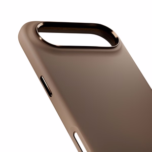 Puro Icon Mag Pro nestesilikoninen Suojakuori iPhone 17 Air:lle, MagSafe -yhteensopiva, kamerasuojauksella ja alumiinipainikkeilla - ruskea