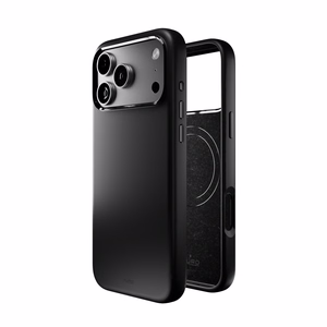 Puro Icon Mag Pro nestesilikoninen Suojakuori iPhone 17 Pro Max:lle, MagSafe -yhteensopiva, kamerasuojauksella ja alumiinipainikkeilla - musta