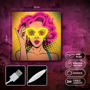 Neon ART LED POWER WOMAN keltainen-violetti FLA02 Forever Light