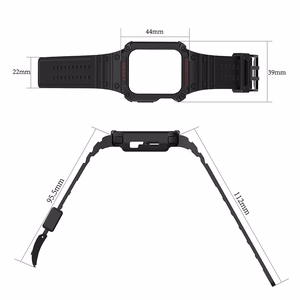 Protect Strap Band for Apple Watch 38/40/41mm Armored Case Strap - musta, punainen