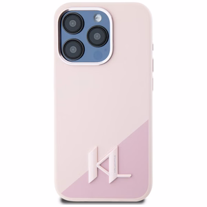 Karl Lagerfeld silikoninen Shadow Metal Initial MagSafe suojakuori iPhone 15 Pro Max:lle - vaaleanpunainen