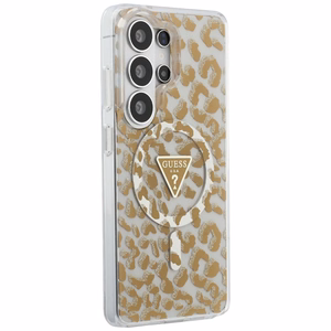 Guess case IML Leopard Print Triangle MagSafe for Samsung Galaxy S26 Ultra brown