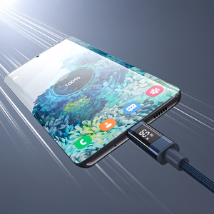 Choetech XCC-1068 PD 60 W USB-C - USB-C kaapeli näytöllä 1,2 m - sininen