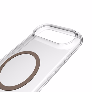 Puro Lite Mag TPU+PC suojakuori MagSafe-yhteensopiva iPhone 17 Air:lle - läpinäkyvä ruskealla renkaalla
