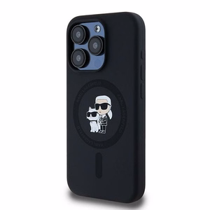 KARL LAGERFELD Suojakuori IPHONE 15 Pro yhteensopiva MagSafe KLHMP15LSCMKCRHK (Silicone KC Body Ring) musta