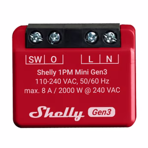 Shelly 1PM Mini Gen3 ohjain, WiFi/Bluetooth
