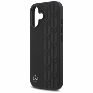Mercedes Nahkainen Laurel Leaves MagSafe Suojakuori iPhone 17:lle - musta
