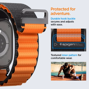 Spigen WBF1 Strap for Apple Watch 44 / 45 / 46 / 49 mm - Black and Orange