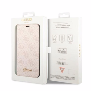 Guess GUBKP14XHG4SHP iPhone 14 Pro Max 6.7 vaaleanpunainen / vaaleanpunainen kirjakuori 4G Vintage Gold Logo