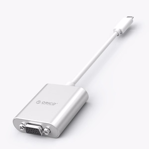 Orico PTAV sovitin USB-C–VGA ja 3,5 mm, Full HD, 0,15 m – hopeanvärinen