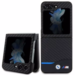 BMW nahkainen Carbon suojakuori Samsung Galaxy Z Flip 5:lle - musta