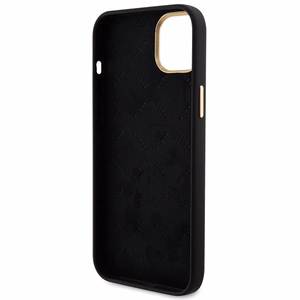 Guess Silicone Logo Strass 4G Suojakuori iPhone 15 Plus / 14 Plus 6.7":lle - Musta