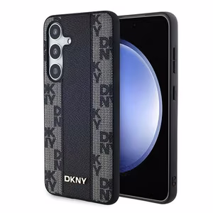 DKNY Nahkainen Checkered Mono Pattern MagSafe Suojakuori Samsung Galaxy S24:lle - Musta