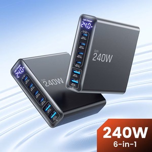 Tech-Protect DC240W-GaN latausasema 6 porttia 4 x USB-C 2 x USB-A 240W QC3.0 - musta
