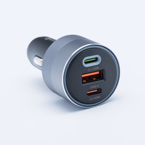 Autolaturi Forcell F-Energy Alu 2 x USB C + USB A QC4.0 PD SFC2.0 4,5A 65W harmaa