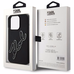 Karl Lagerfeld 3D Rubber Signature Suojakuori iPhone 15 Pro:lle - musta