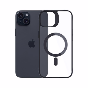3mk Satin Armor MagCase MagSafe-tuella iPhone 15:lle - Läpinäkyvä mustalla kehyksellä