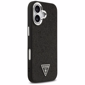 Guess Glitter Triangle Logo MagSafe Suojakuori iPhone 17:lle - Musta