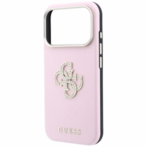 Guess Smooth & Big Strass Logo -suojakuori iPhone 18 Pro / 17 Pro – vaaleanpunainen