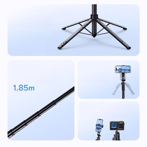 Selfiekeppi Orico SPN185 1/4 tuuman jalusta puhelinkameralle 360 asteen käännöllä Bluetooth 5.2 - musta