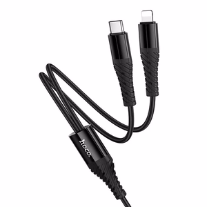 Kaapeli 2-in-1 USB-C USB-C + Lightning Hoco 1 m X123 musta