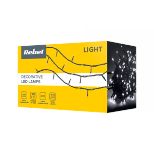 Rebel LED-jouluvalot ulkokäyttöön, 10 m, kylmänvalkoiset, vaihdettavat valaistustilat