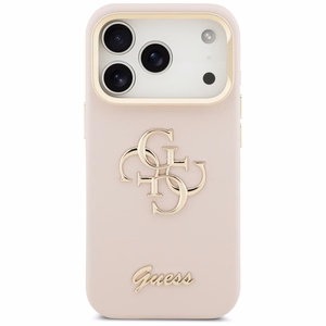 GUESS Grained Big 4G & Stand Camera -suojakuori iPhone 17 Pro - pinkki