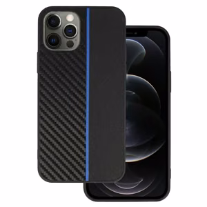 Tel Protect CARBON Suojakuori iPhone 12 Pro Max:lle musta sinisellä raidalla