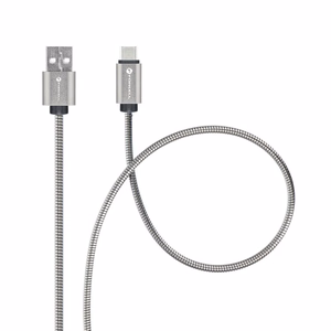 Kaapeli USB A - USB C Forcell F-Energy QC3.0 66W Metal 1 m C234 hopeinen