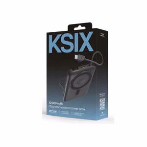 Ksix Magnetic Power Bank 10000 mAh 22.5W iPhonelle ja Apple Watchille, harmaa