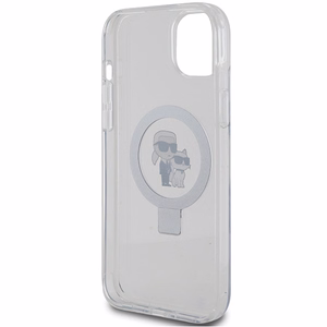 Karl Lagerfeld KLHMP15MHMRSKCH iPhone 15 Plus / 14 Plus 6.7 valkoinen/valkoinen kovakuori Ring Stand Karl&Choupette MagSafe