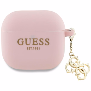 Guess AirPods 4 silikoninen 4G Charm suojakuori - vaaleanpunainen