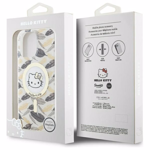 Hello Kitty IML Golden Leaves MagSafe Suojakuori iPhone 16 Pro Max:lle - valkoinen