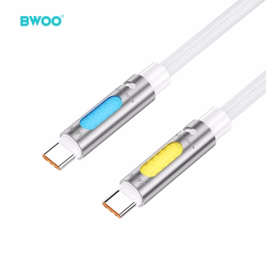 BWOO 240W Super Fast Charging Data Kaapeli RGB-valolla Valkoinen X325C-C