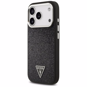 Guess Glitter Triangle Logo MagSafe suojakuori iPhone 17 Pro - musta