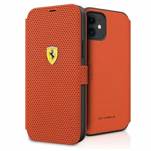 Ferrari FESPEFLBKP12SRE iPhone 12 mini 5.4" punainen/punainen kirja On Track rei'itetty