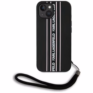 Karl Lagerfeld Saffiano Athleisure Stripes Cord Suojakuori iPhone 15:lle - vaaleanpunainen