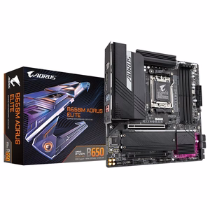 GIGABYTE B650M AORUS ELITE emolevy - AMD Ryzen 9000 -prosessorit, 12+2+2-vaiheinen VRM, jopa 8000MHz DDR5, 1xPCIe 5.0 + 1xPCIe 4.0 M.2, 2.5GbE LAN, USB 3.2 Gen 2x2