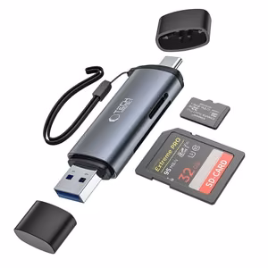 Tech-Protect UltraBoost SD/micro SD -kortinlukija USB-C/USB-A -liittimillä - harmaa