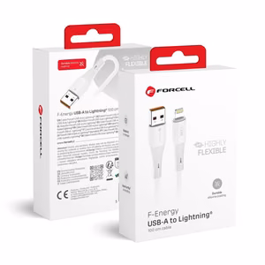 USB A to Lightning cable Forcell F-Energy 2.4A 12W Silicone 1 m C343 white