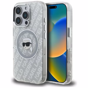 Karl Lagerfeld IML Karl Head Logo MagSafe Case for iPhone 16 Pro - Gray