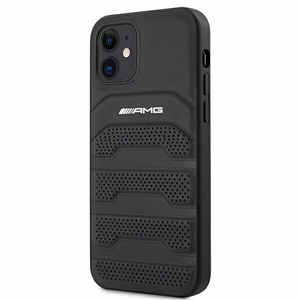 AMG Nahka Debossed Lines kotelo iPhone 12 mini - musta