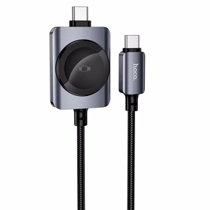 Hoco USB C to USB C cable PD100W with wireless charging for Apple Watch 1,2 m CW66 black