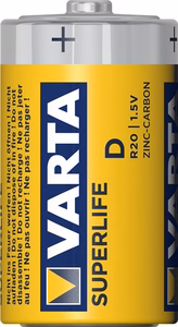 VARTA R20 (Type D) Superlife sinkki-hiiliparistot, 2 kpl