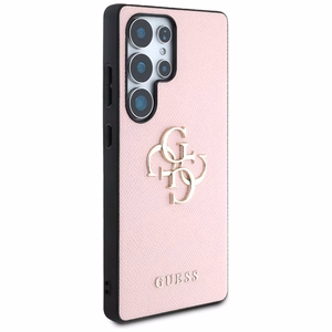 Guess Grained Big 4G Logo Small Classic Logo -suojakuori Samsung Galaxy S25 Ultra pinkki