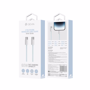 Devia kaapeli Smart EC325 PD USB-C - USB-C 1,0 m 60W 3A sininen