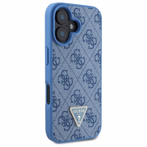 Guess Leather Metal Logo Strass Crossbody Suojakuori iPhone 16:lle - sininen