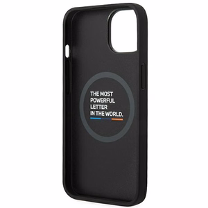 Kotelo BMW BMHMP14M22PTDK iPhone 14 Plus 6.7 "musta / musta nahka leima Tricolor Magsafe